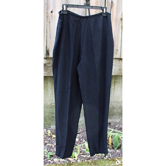 Eileen Fisher - Silk Georgette Crepe Side Zip Ankle Pants in Black, Med - Picture 10 of 10